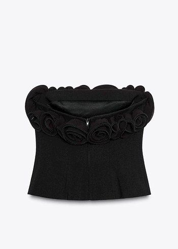 #zara #Siyah #Straplez #Çiçek Detaylı #top #büstiyer #üst - Görsel 4