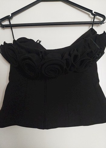 #zara #Siyah #Straplez #Çiçek Detaylı #top #büstiyer #üst - Görsel 8