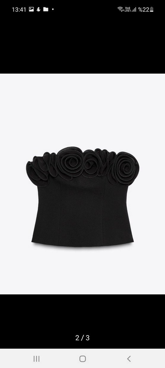 #zara #Siyah #Straplez #Çiçek Detaylı #top #büstiyer #üst - Görsel 3