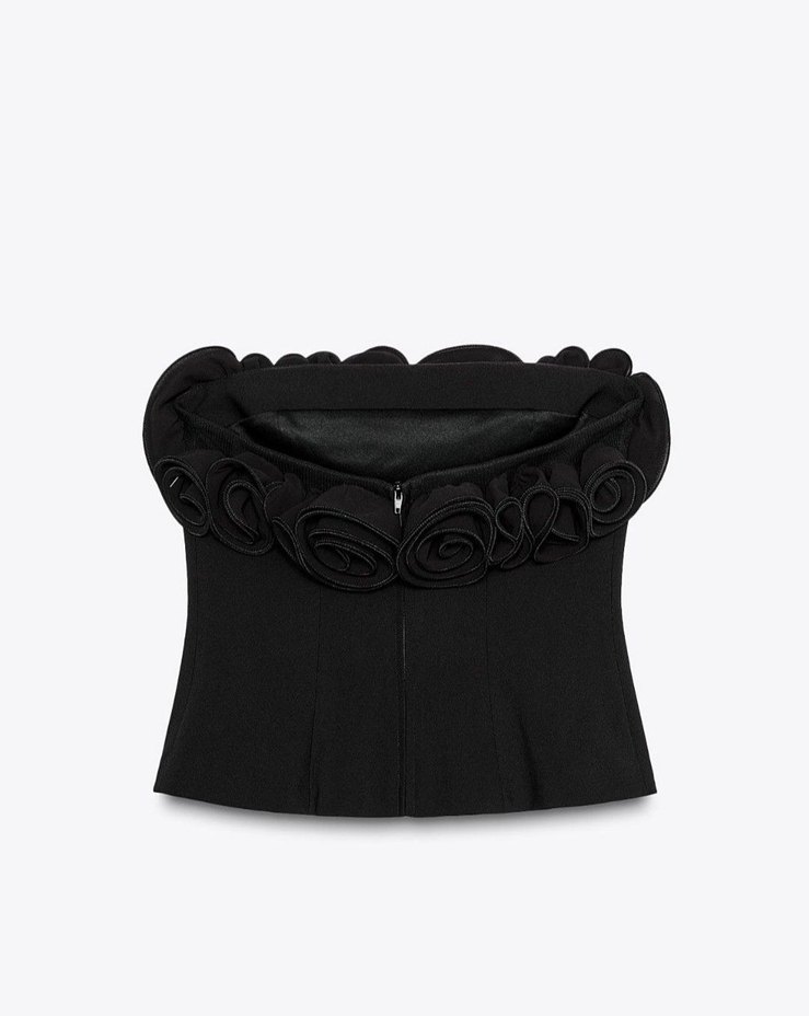 #zara #Siyah #Straplez #Çiçek Detaylı #top #büstiyer #üst - Görsel 4
