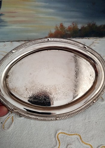 Diğer Vintage Parlak Beyaz Oval Tabak