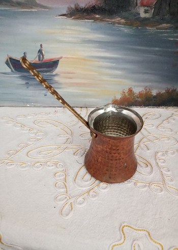 Diğer Parlak Kahverengi Bakır Cezve