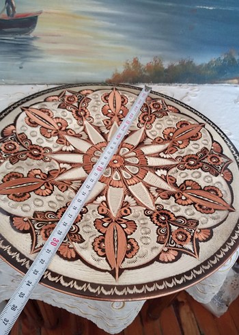  Beden ten rengi Renk El Yapımı Geleneksel Desenli Dekoratif Tabak