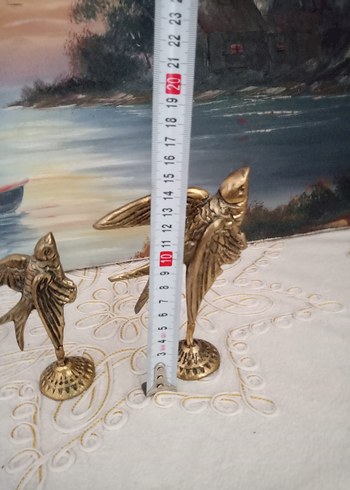 Beden Altın Renkli Üçlü Kuş Biblo Seti