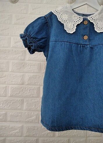 6 Yaş Beden #Zara güpür yaka Jean elbise