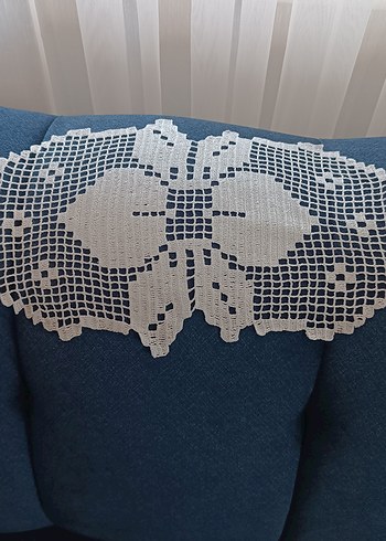 El İşi Beyaz Nakışlı Gri Dantel Takımı - Görsel 2