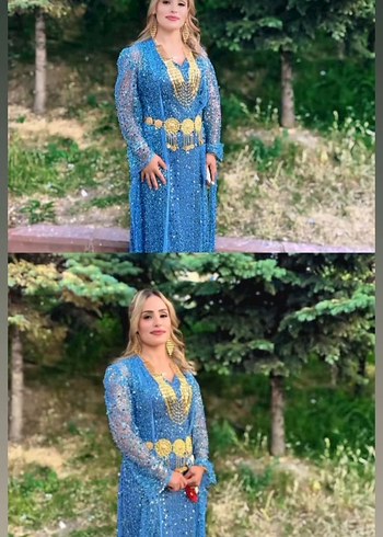 universal Beden turkuaz Renk Turkuaz Payetli Uzun Bohem Kadın Elbise