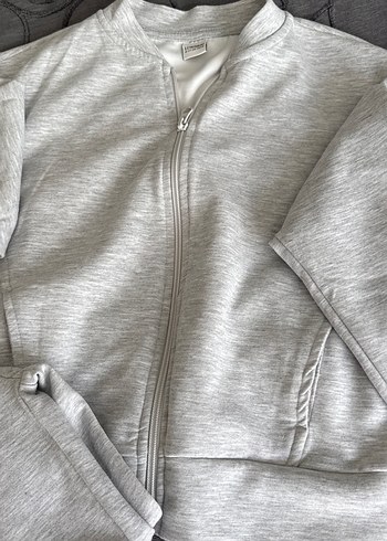 Kız Gri Fermuarlı Sweatshirt ve Eşofman Altı - Görsel 5