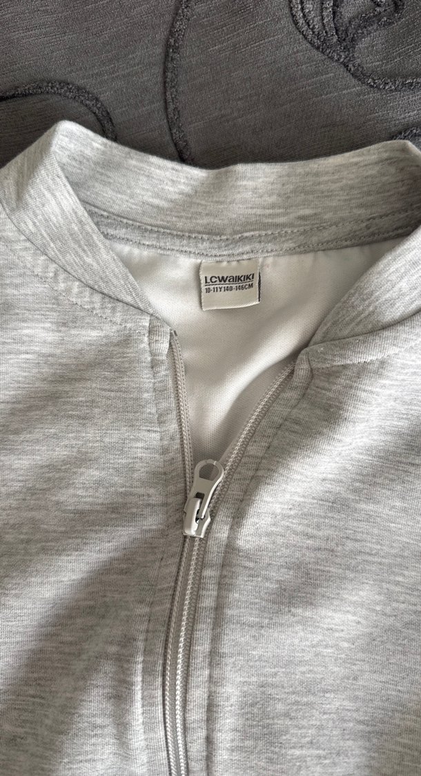 Kız Gri Fermuarlı Sweatshirt ve Eşofman Altı - Görsel 2