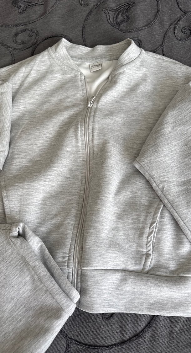 Kız Gri Fermuarlı Sweatshirt ve Eşofman Altı - Görsel 5