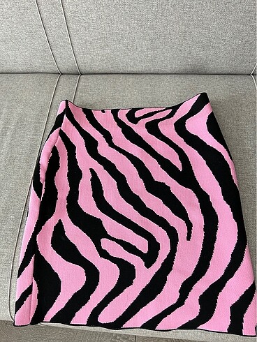 s Beden çeşitli Renk Pembe siyah örme desenli etek
