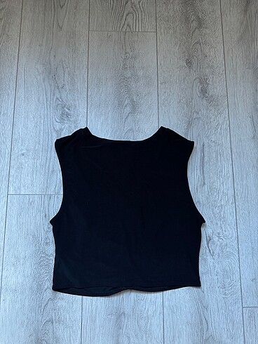 m Beden Zara siyah büzgülü crop