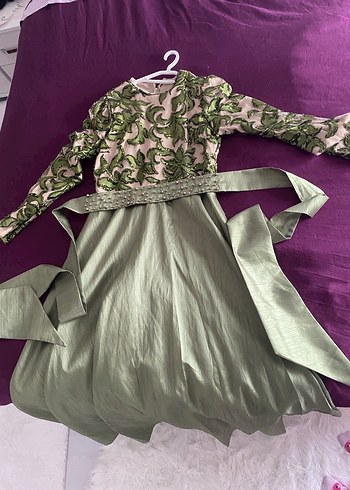 Nakışlı Uzun Kollu Kadın Abiye Elbise - Görsel 2