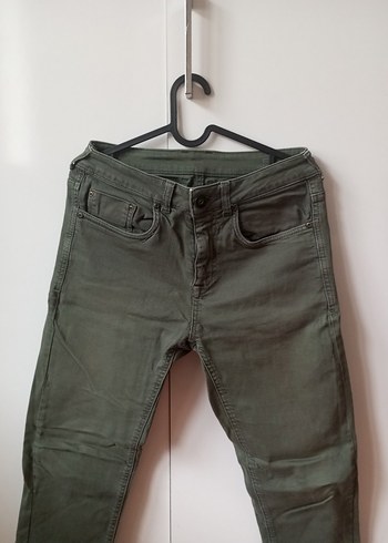 Düğmeli Fit Kesim Erkek Haki Kot Pantolon