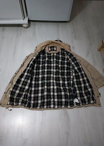 Bej Kadın Midi Ceket, Kapüşonlu, Rahat Kesim - Görsel 2