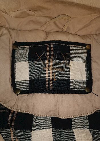 Bej Kadın Midi Ceket, Kapüşonlu, Rahat Kesim - Görsel 3