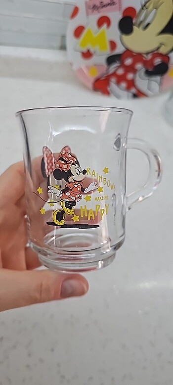 Beden çeşitli Renk MİNNİE MOUSE TABAK BARDAK