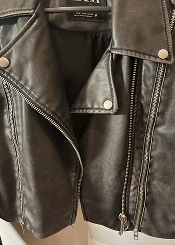 Zara ZARA haki Deri Biker Ceket