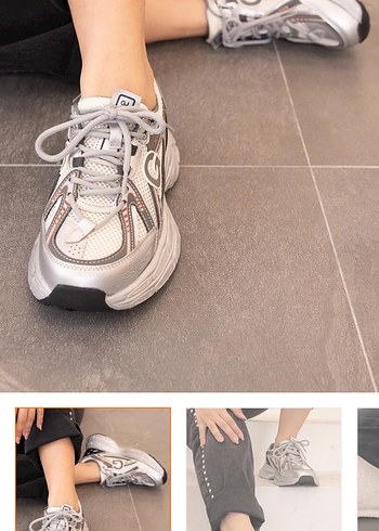 Gri Bağcıklı Yüksek Topuklu Spor Kadın Sneakers - Görsel 3