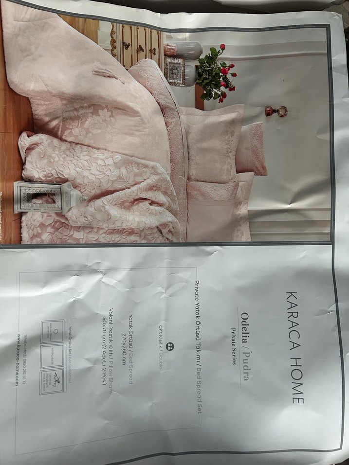 Pudra Karaca çift kişilik Yatak Örtüsü - Görsel 4