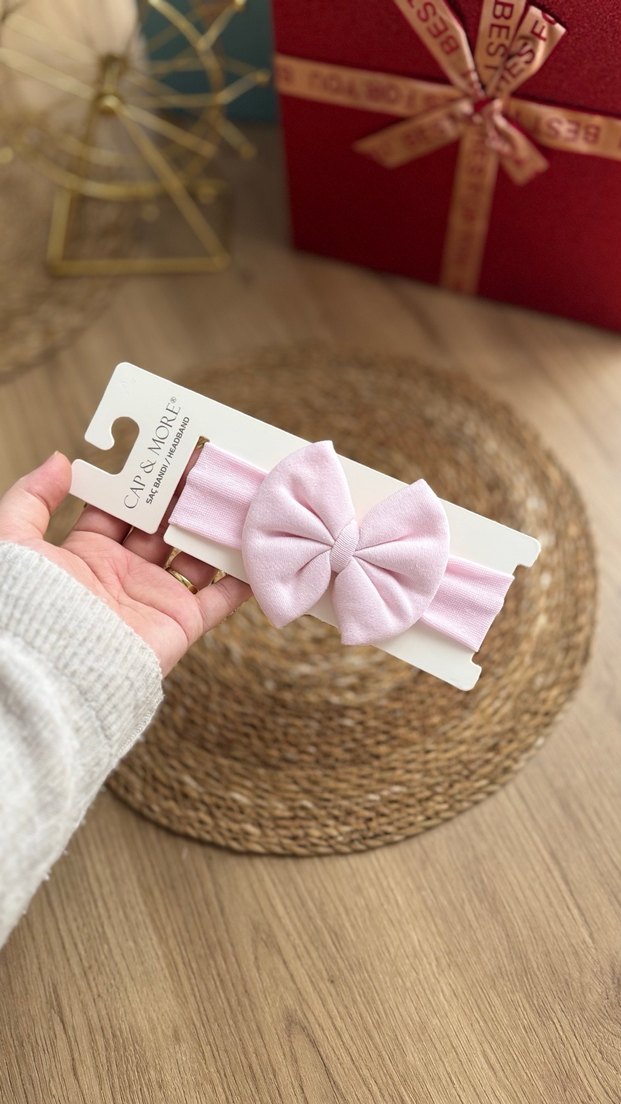 Pembe Fiyonk Detaylı Bebek Saç Bandı - Görsel 2