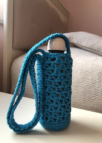 Mavi Örgü Su Şişesi Kılıfı - Görsel 3