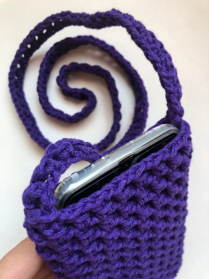 Mor Örgü Telefon Çantası - Görsel 3