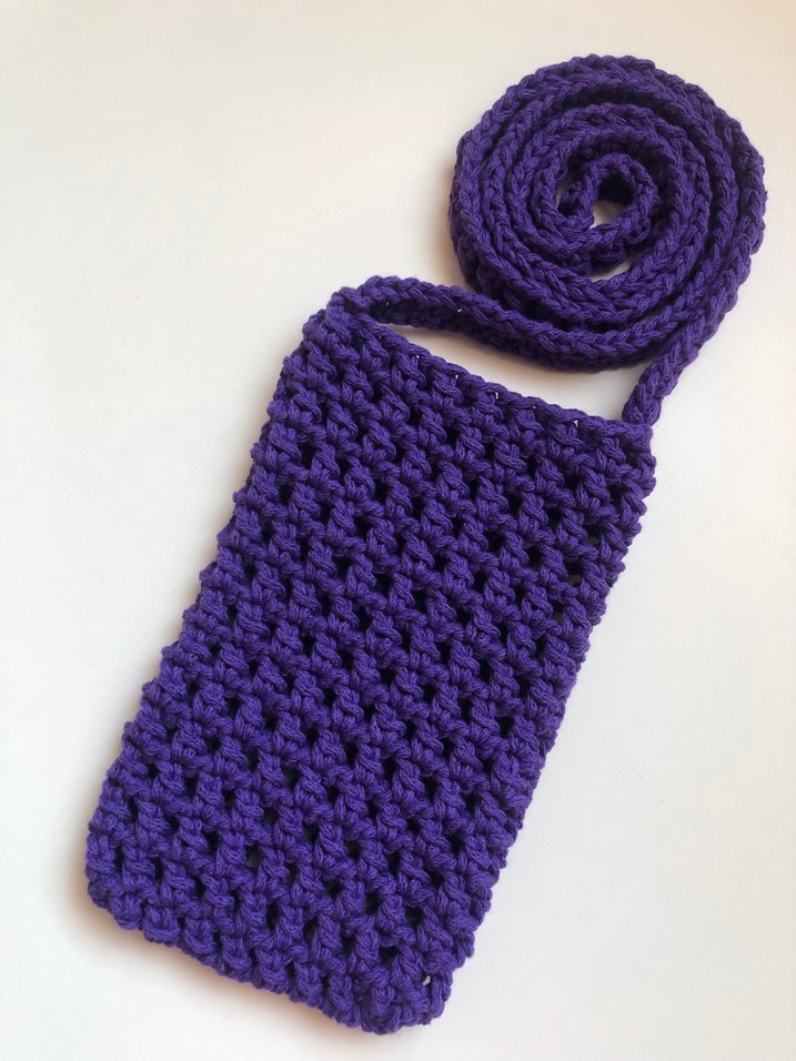 Mor Örgü Telefon Çantası - Görsel 2