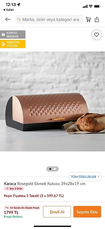 Karaca Rose Gold Ekmek Kutusu