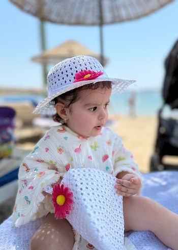 Kız Çocuk Beyaz Dantel Detaylı Bohem Poncho - Görsel 2