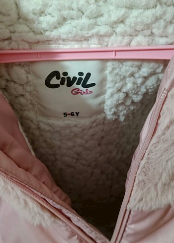 Civil Pembe Kürklü Kız Çocuk Montu