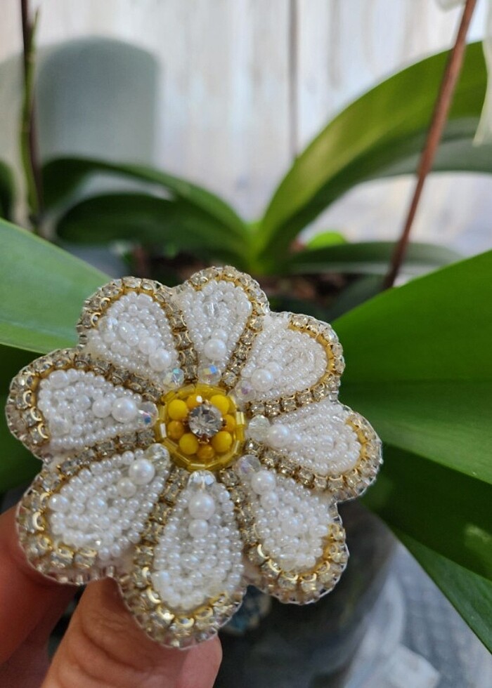 Boncuk işleme broş  - Görsel 2