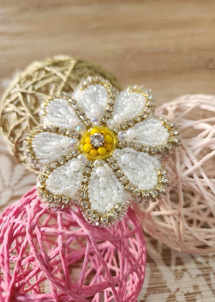 Boncuk işleme broş  - Görsel 5