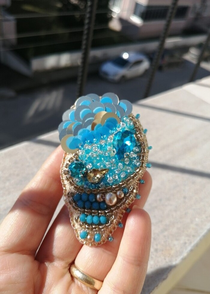 Boncuk işleme broş  - Görsel 2