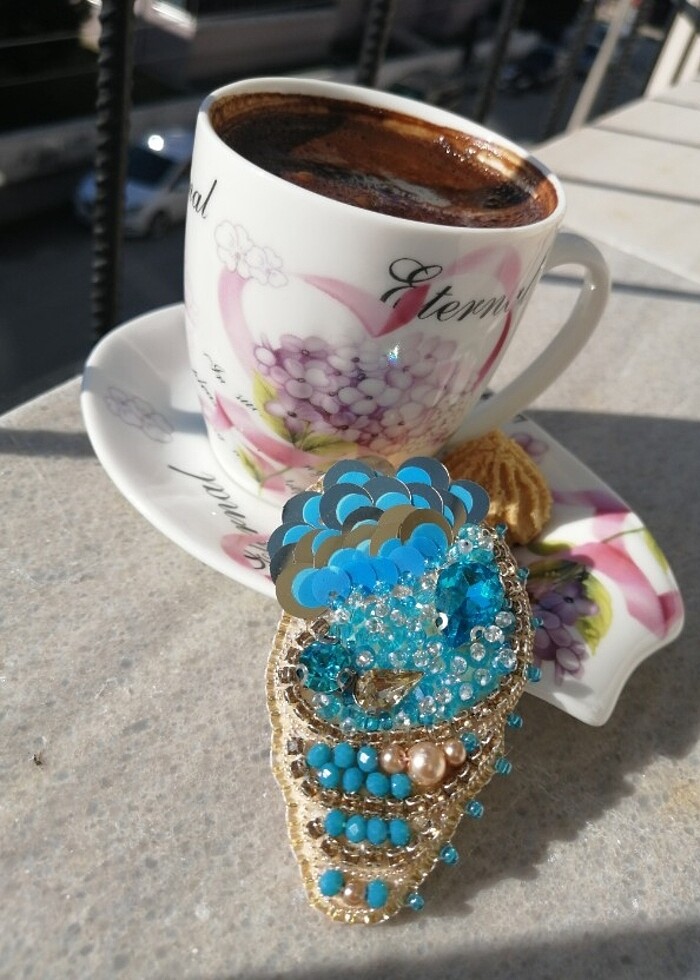 Boncuk işleme broş  - Görsel 3