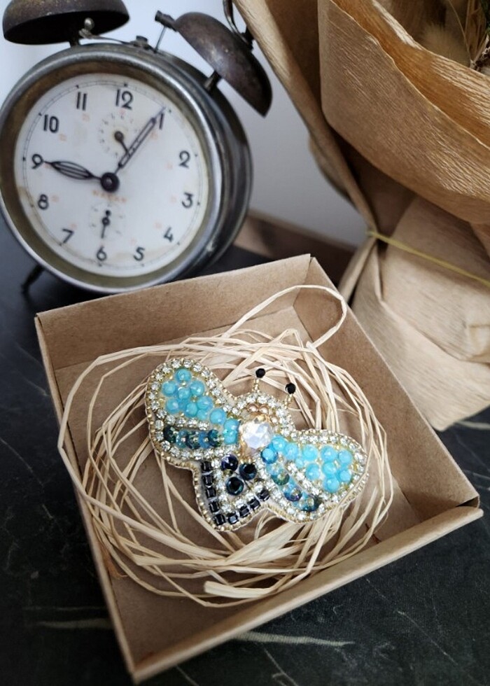 Boncuk işleme broş  - Görsel 3