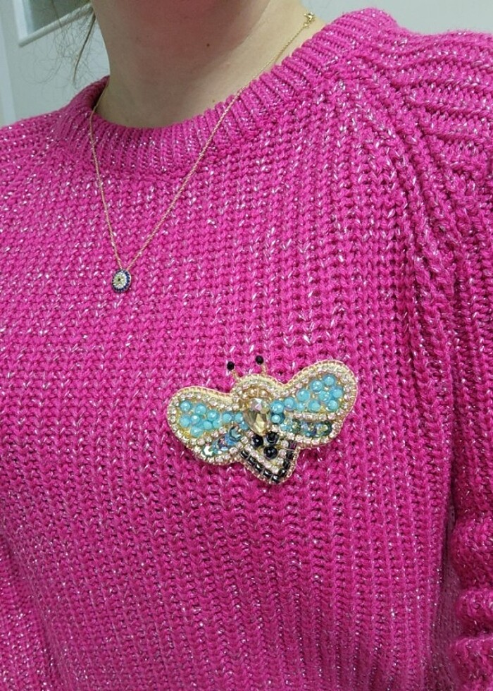 Boncuk işleme broş  - Görsel 5