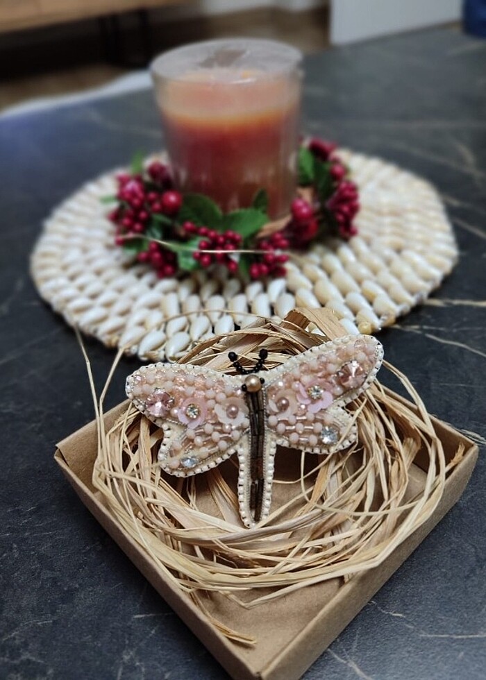 Boncuk işleme broş  - Görsel 2