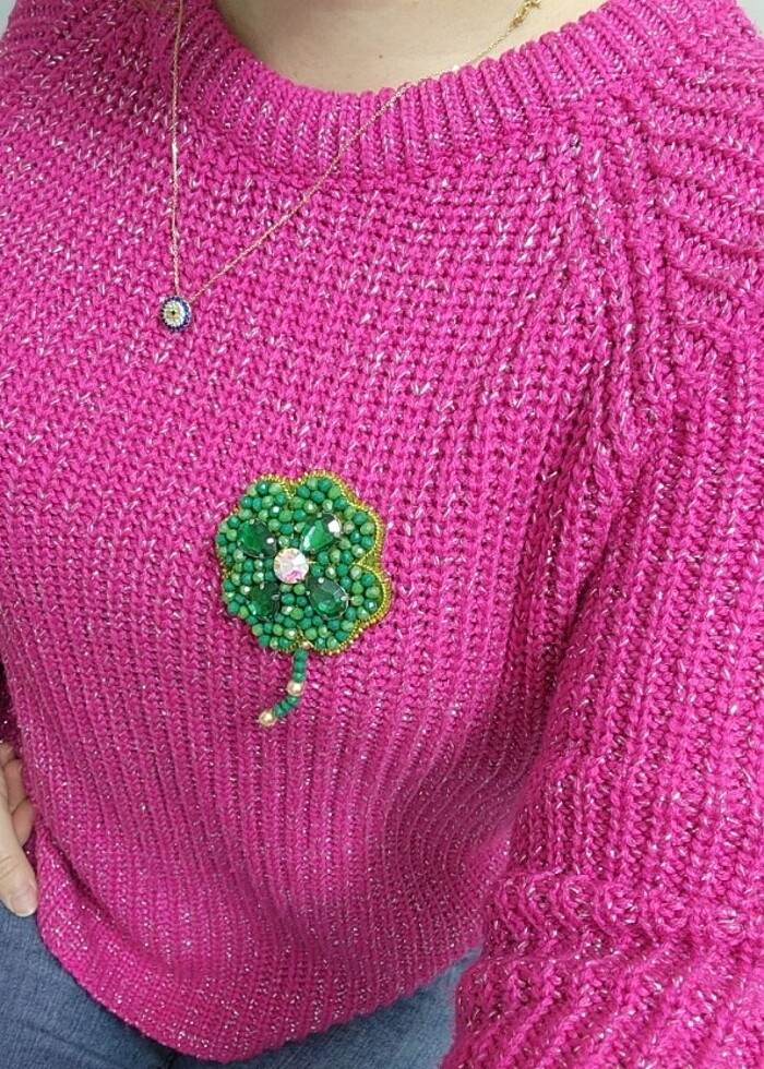 Boncuk işleme broş  - Görsel 2