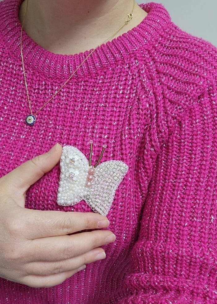 Boncuk işleme broş  - Görsel 2