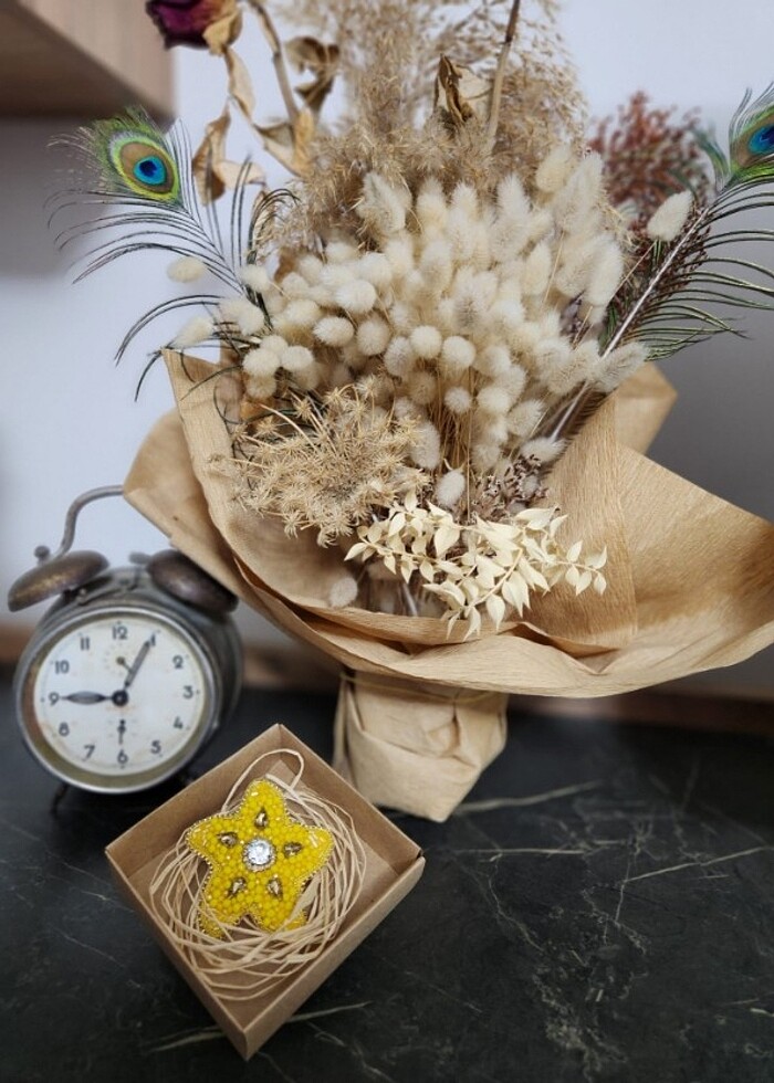 Boncuk işleme broş  - Görsel 2