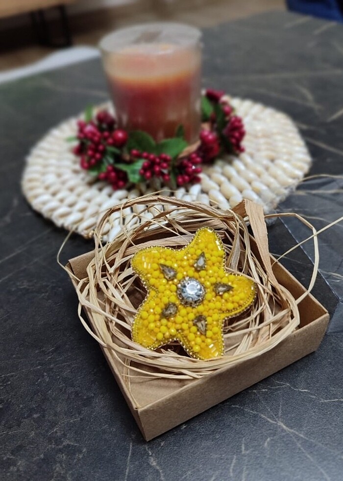 Boncuk işleme broş  - Görsel 5