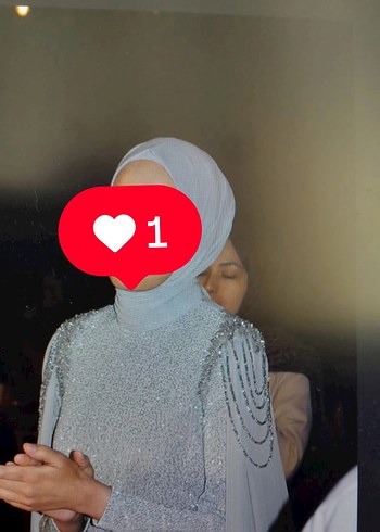 Abiye Gri Uzun Kollu Simli Abiye Elbise