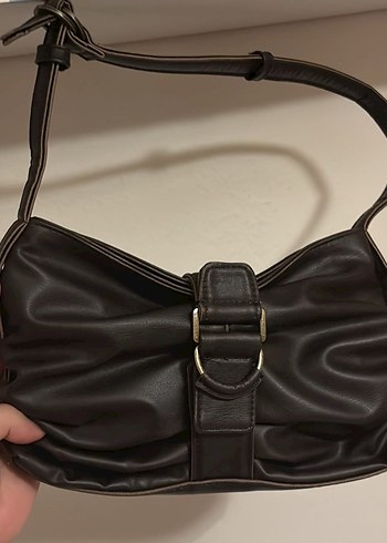 ZARA Klasik Kahverengi Deri Tokalı Kadın Çanta - Görsel 2