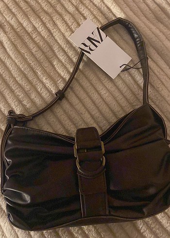 ZARA Klasik Kahverengi Deri Tokalı Kadın Çanta - Görsel 3