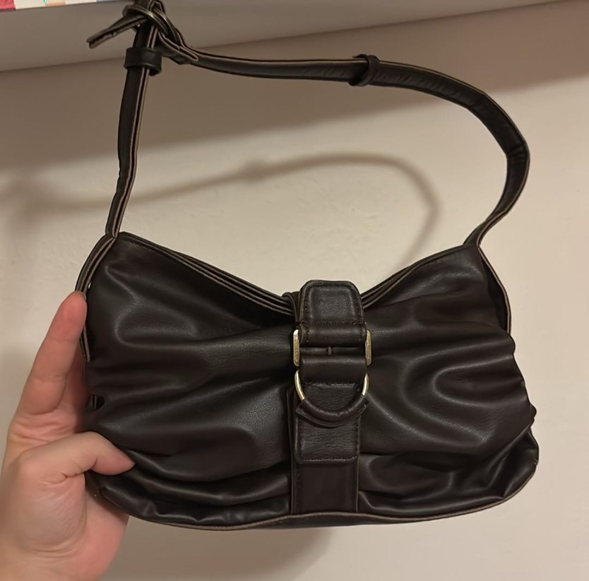 ZARA Klasik Kahverengi Deri Tokalı Kadın Çanta - Görsel 2