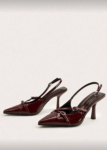 Bordo Rugan Tokalı Stiletto
