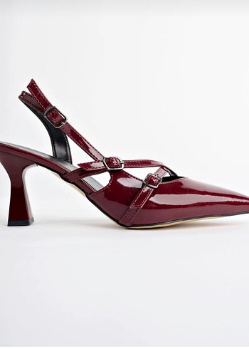 38 Beden bordo Renk Bordo Rugan Tokalı Stiletto