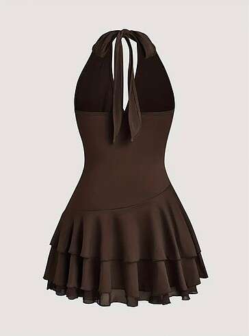 Sheinside Halter yaka vintage elbise
