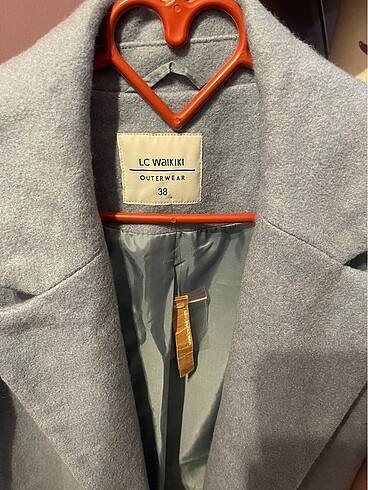 Açık mavi kaşe kaban - Görsel 3